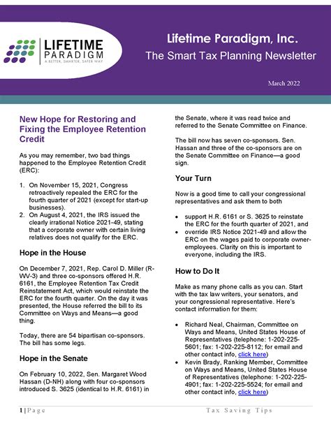 The Smart Tax Planning Newsletter March 2022 Lifetime Paradigm