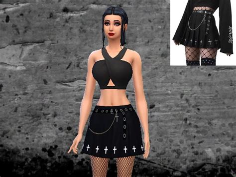 Goth Pleated Skirt Sims 4 Dresses Sims 4 Clothes