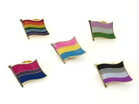 Lgbtq Flag Enamel Lapel Pin Badge Gay Pansexual Asexual Bisexual Gender Fluid Genderqueer Lgbt