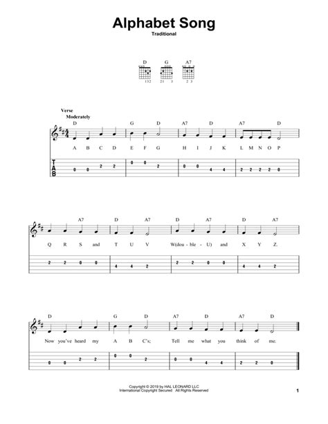 Alphabet Song Electric Guitar Digital Sheet Music Sheet Music Plus