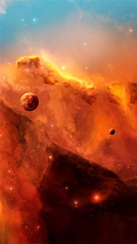 Space Clouds Planets Illustration Iphone 8 Wallpapers Free Download