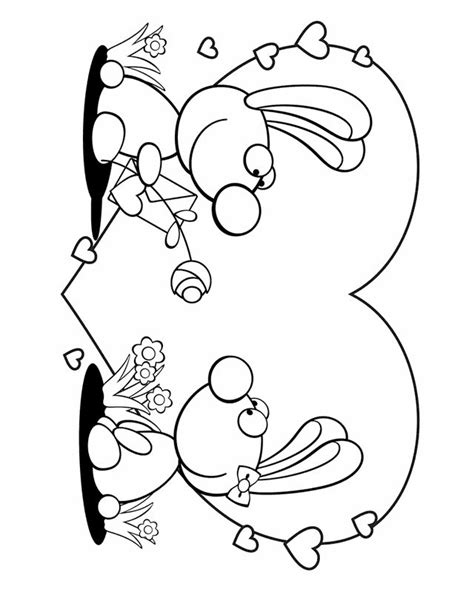 Valentines Bunny Coloring Worksheet Printable In 2020