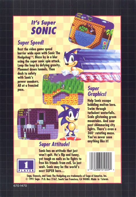 Sonic The Hedgehog 1991 Genesis Box Cover Art Mobygames