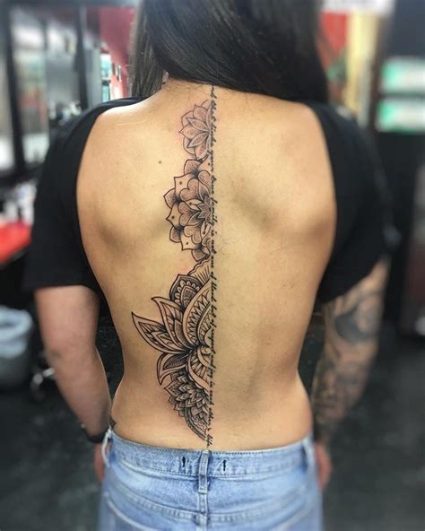 back piece mandala down spine tattoo by jimmy spine tattoos for women back tattoos tattoos