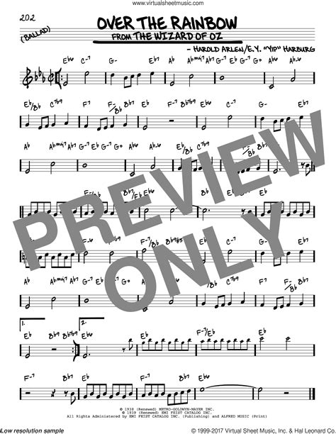 Somewhere Over The Rainbow Sheet Music Pdf In C Over The Rainbow From