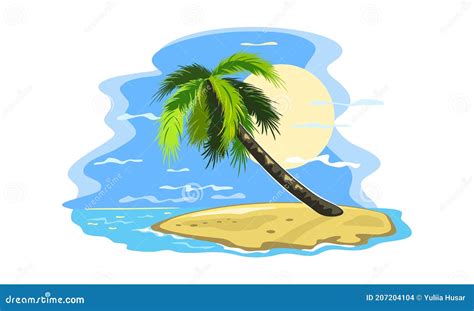 Palmera De Dibujos Animados Y Sol Ilustración Del Vector Ilustración