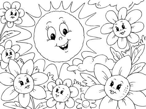 Kids will love the fun images of beaches, parks, flowers, animals, ice cream, and more summertime fun of these coloring pages. Sun and Flowers coloring page - Coloring Pages 4 U