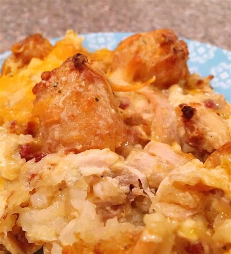 This casserole combines cooked chicken, . Chicken Ranch Tater Tot Casserole | Norine's Nest