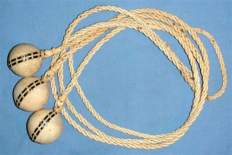 Bola From Argentina With Braided Leather Cords And Leather Covered
