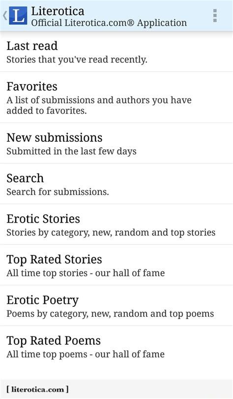l literotica official ® application last read stories that you ve read recently
