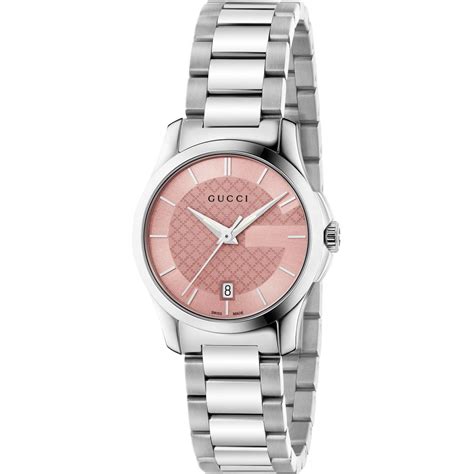 Gucci Ya126524 G Timeless Pink Dial Stainless Steel Ladies Watch