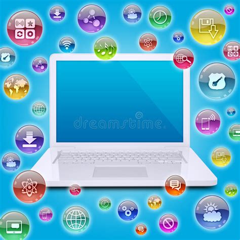 Laptop And Application Icons Stock Illustration Illustration Of