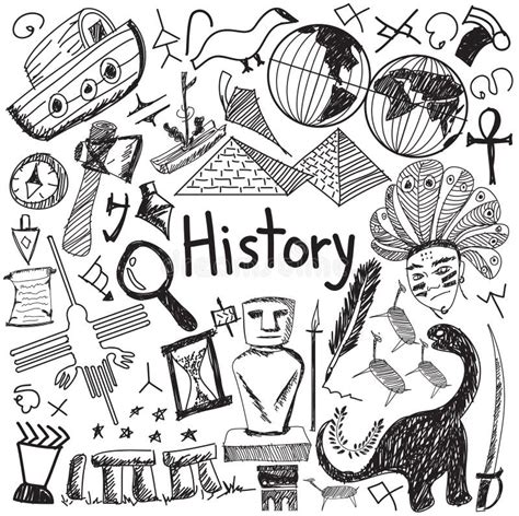 History Doodles With Lettering Stock Vector Illustration Of Text