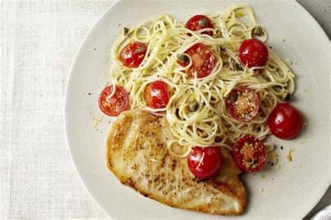 The amounts of the ingredients are adjustable; Lemony Angel Hair Pasta With Pan-Fried Chicken | Pan fried ...