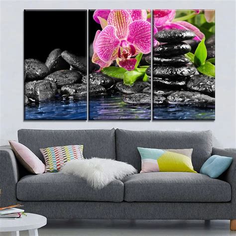 Modern Canvas Print Nature Purple Orchid And Zen Picture Living Room