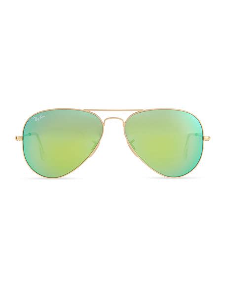 Ray Ban Aviator Sunglasses With Flash Lenses Gold Green Mirror