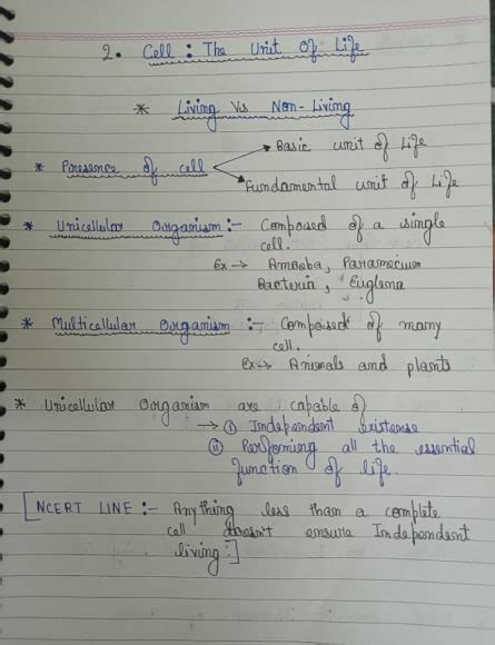 Cell The Unit Of Life Class 11 Notes Biology Handwritten Notes Pdf