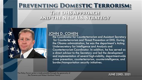 Policy Forum Preventing Domestic Terrorism The Dhs Approach And The