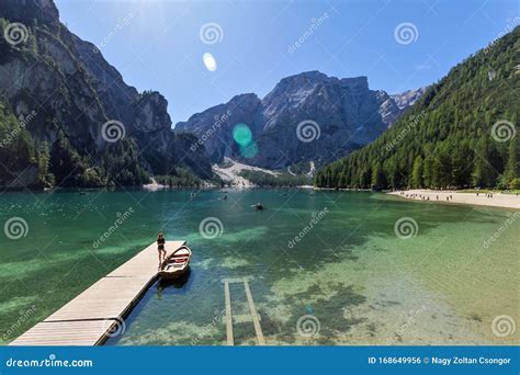 Lake Braies In The Summer In Italy Stock Photo Image Of Captivates