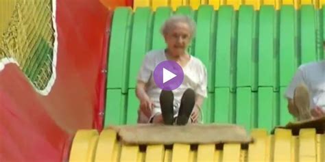 If This 96 Year Old Cruising Down A Giant Slide Doesnt