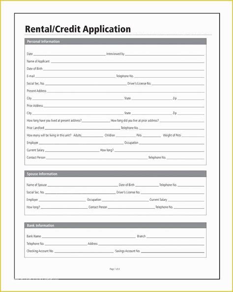 Rental Credit Application Template Free Of Rental Credit Application