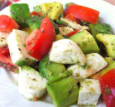 Slice the mozzarella about 1/4 inch thick. Mozzarella Avocado Tomato Salad - Cakescottage