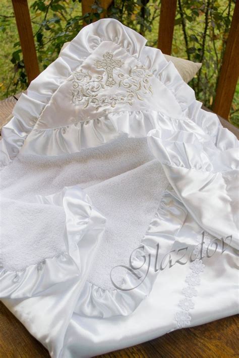 White Embroidered Christening Blanket Cotton Baptism Blanket Etsy