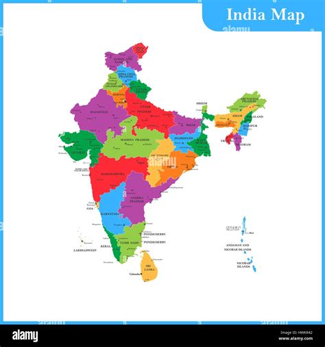 Map Of India With Cities And Regions Stock Vector Images Alamy