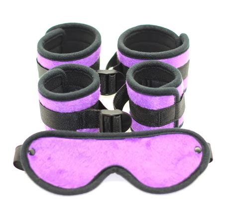 buy velvet sex restraints kit furry handcuffs ankle cuffs and blindfold soft