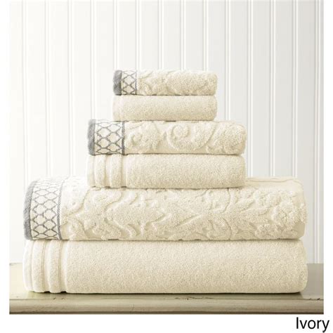 Modern Threads Damask Jacquard 6 Piece Embellished Border Towel Set