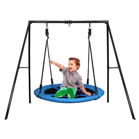 Klokick 440lbs Metal Swing Sets With 40 Saucer Tree Swing And Heavy Duty Metal Swing Stand