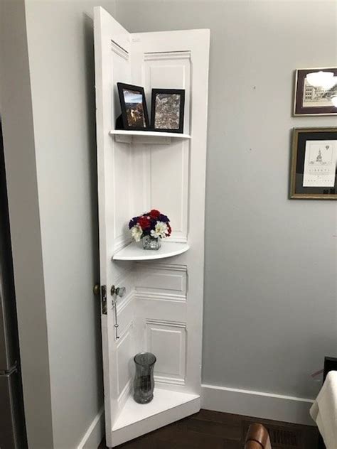 Repurposed Door Corner Shelf Hometalk