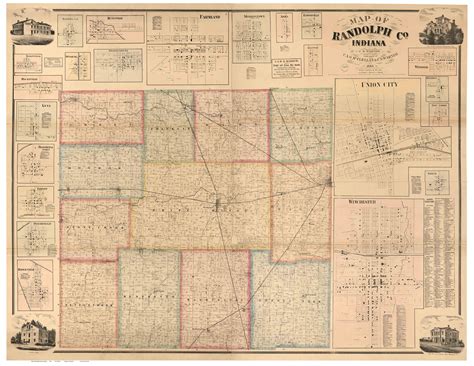 Randolph County, Indiana 1865 - Old Map Reprint - OLD MAPS