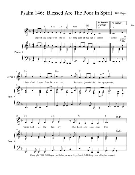 Psalm 146 Blessed Are The Poor In Spirit Pianovocal Sheet Music