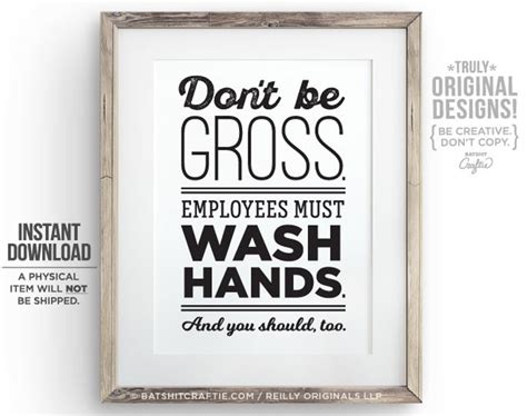 Funny Employees Must Wash Hands Printable Bathroom Sign Etsy