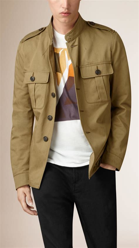 Burberry Cotton Twill Field Jacket In Khaki Brown Natural For Men Lyst