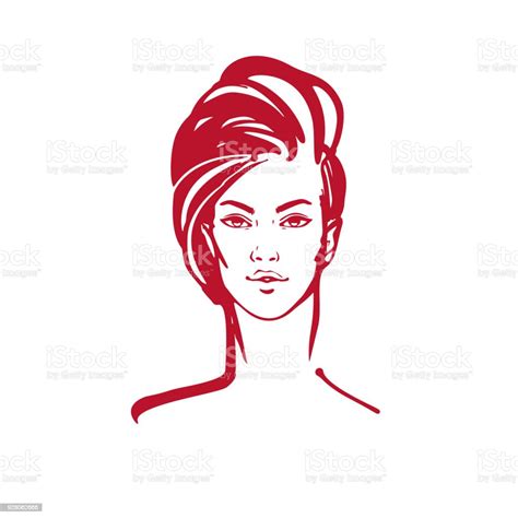 Illustration Of Women Short Hair Style Icon Symbol Women Face On White Background Vector Stock