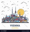 Outline vienna austria city skyline with colored Vector Image