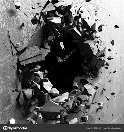 Explosion Hole In Concrete Cracked Wall Stock Photo By ©versusstudio