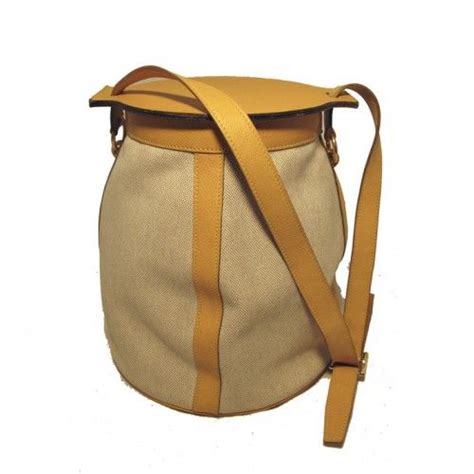 Hermes Vintage Beige Linen Feedbag Shoulder Bag Production Sample