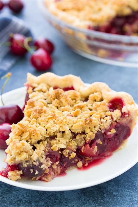 Cherry Crumble Pie Recipe With A Sweet Fresh Cherry Filling And The
