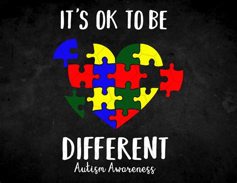 Its Ok To Be Different Heart Insert Autism Awareness Etsy
