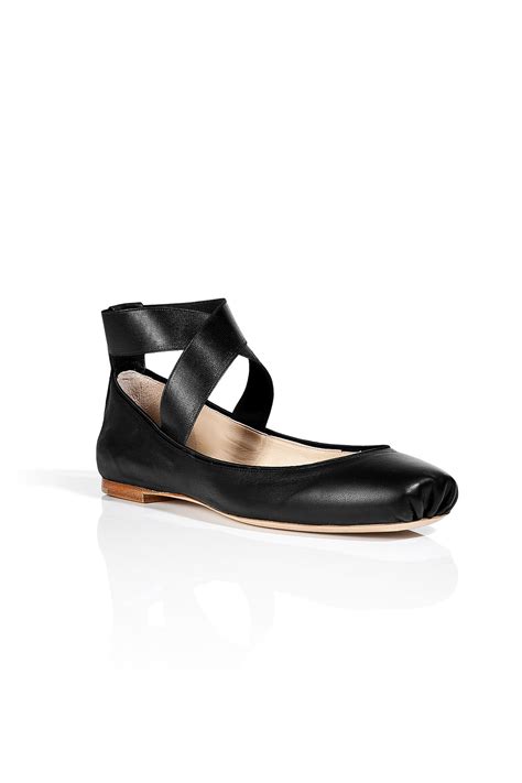 Chloé Black Leather Elastic Ankle Strap Flats In Black Lyst