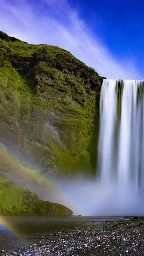 Iceland Skogafoss Waterfall Rainbow Skógafoss 1080x1920