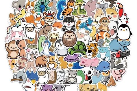 Cute Animal Stickers Kawaii Animal Stickers Kawaii Sticker Etsy