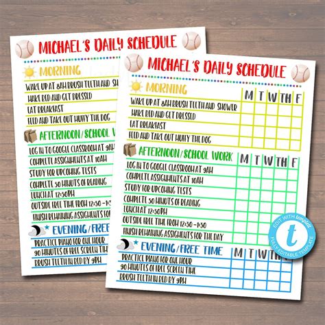 Home School Schedule Daily Weekly Subject Checklist Homework Etsy