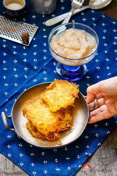 Kartoffelpuffer mit Apfelmus Heimat auf dem Teller Madam Rote Rübe