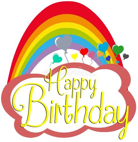 Happy Birthday Greeting Card With Rainbow Stock Vector Illustration