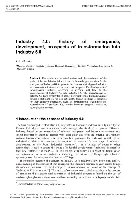 Pdf Industry 40 History Of Emergence Development Prospects Of