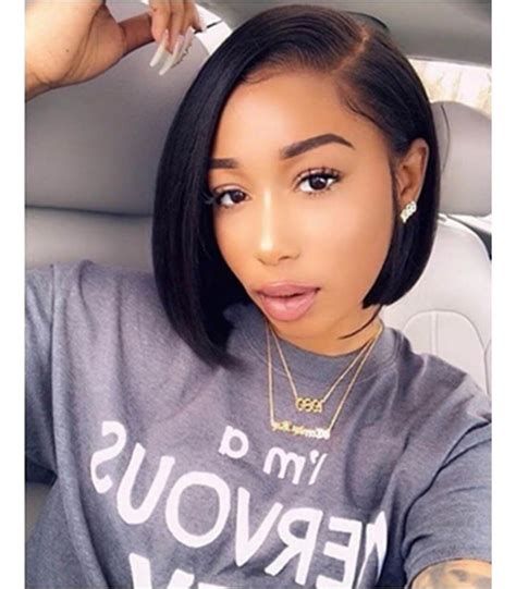 Stock Brazilian Virgin Side Parting Bob Style Lace Frontal Wig